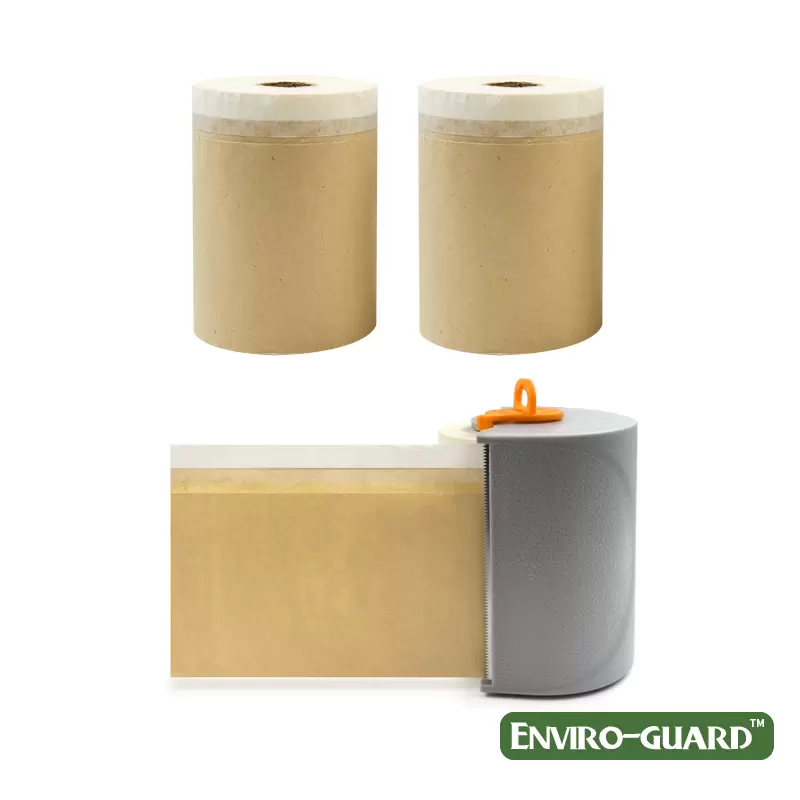 Rollingdog Brand Owner ENVIRO-GUARD™ 4PC PRE - Taped Paper Drop Sheet Rolls With Dispenser Set
